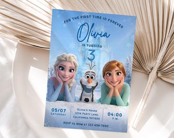 Frozen Birthday Invitation Frozen Invitation Princess Elsa Anna Party Invite Girl Theme EDITABLE Digital Printable