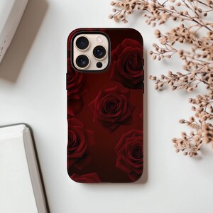 Crimson Red Rose Phone Case: Gothic Floral Tough Case
