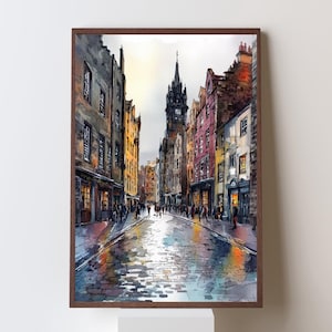 Edinburgh Old Town Watercolor Print - Royal Mile Street Scene Wall Art, Scotland Cityscape Poster, Historic Europe Travel Art image 7