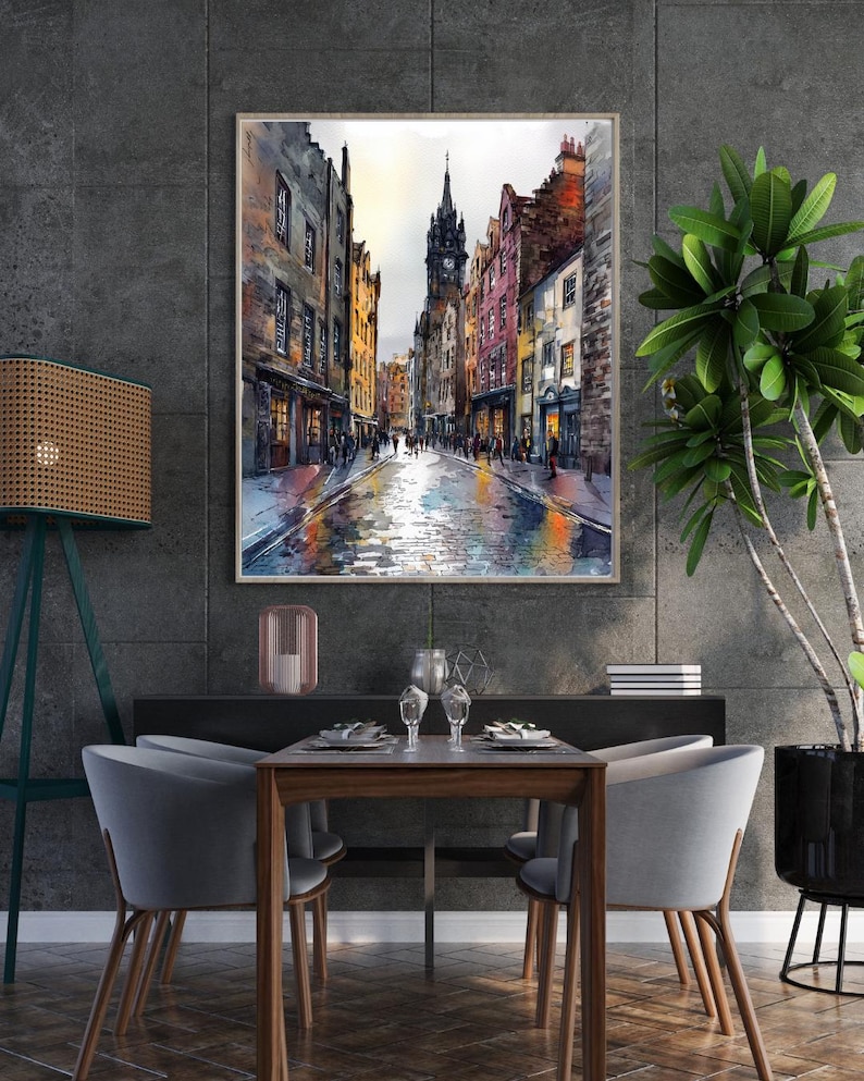 Edinburgh Old Town Watercolor Print - Royal Mile Street Scene Wall Art, Scotland Cityscape Poster, Historic Europe Travel Art image 5