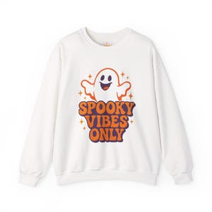 Spooky Vibes Only Crewneck Sweatshirt - Cozy Halloween Apparel, Unisex Fall Fashion, Gift for Ghost Lovers, Casual Seasonal Wear