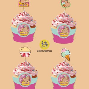 Editable Canva template for decorating a Capybara cupcake, Editable Capybara Template Kit in Canva, Capybara Cupcake Decoration