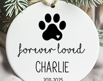 Memorial Pet Ornament, Personalized Dog Paw Ornament, Pet Sympathy Gift, Custom Dog Ornament, Forever Loved, Forever in Our Hearts