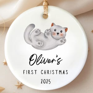 Personalized Cat Ornament, Custom First Christmas Cat Ornament, Christmas Ornament, Cat Lover Gift, Cat Ornament 2025, Cat Mom Gifts