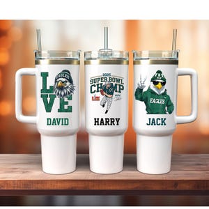 Personalized Eagles Tumbler: 40oz Stainless Steel Gameday Cup