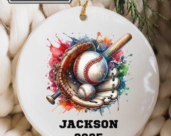 Personalized Baseball Christmas Ornament, Custom Baseball Glove Ornament, Baseball Player Keepsake, Baseball Team, Baseball Lovers Gift