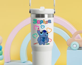Personalized Stitch Tumbler, Custom Name, Back to School Gift