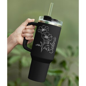 Personalized 40oz Tumbler with Handle, Engraved Stainless Steel Cup