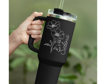 Personalized 40oz Tumbler with Handle, Engraved Stainless Steel Cup