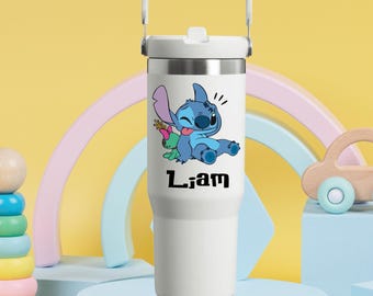 Personalized Alien Stitch Tumbler, 30oz Character Water Bottle