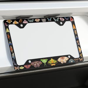 Ramka na tablicę rejestracyjną Moth, tablica rejestracyjna Butterfly, błyszczące aluminium