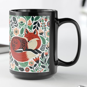 Cute Fox Mug, Ceramic Coffee Cup, Tea Cup, Woodland Creature, Cottagecore, Scandinavian Design, Fox Lover Gift