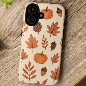 Funda para iPhone con estampado otoñal, funda protectora resistente, regalo para ella