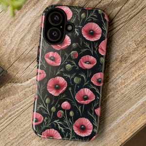Custodia per iPhone con papaveri rosa: custodia protettiva Cottagecore Boho