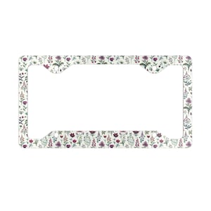 Wildflower License Plate Frame: Botanical Car Tag, Aluminum Auto Accessory