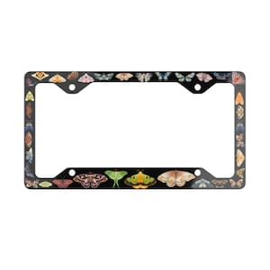 Moth License Plate Frame, Cute Butterfly Car Tag Holder, Decorative Metal Accessories, Vehicle Decoration, Insect Lover Gift
