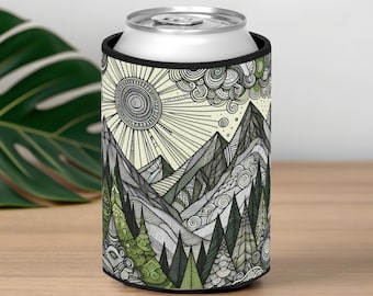 Chłodziarka do puszek Zentangle Art Mountain – osłona na napoje, uchwyt na napoje