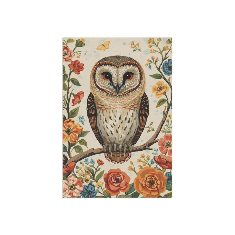 Bandera de jardín con diseño de lechuza común: decoración para el hogar primaveral imagen 7