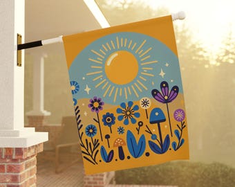 Boho Sun Garden Flag: Botanical Spring Summer Decor