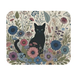 Floral Cat Mousepad: Vibrant Office Desk Decor