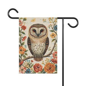 Bandera de jardín con diseño de lechuza común: decoración para el hogar primaveral imagen 6