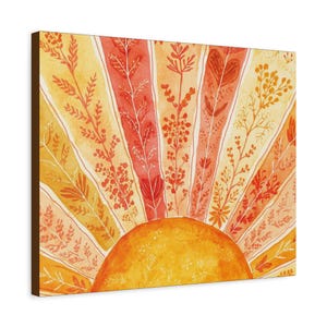 Arte de pared en lienzo mate estirado con acuarela Sunburst - Decoración bohemia para colgar en la pared imagen 9