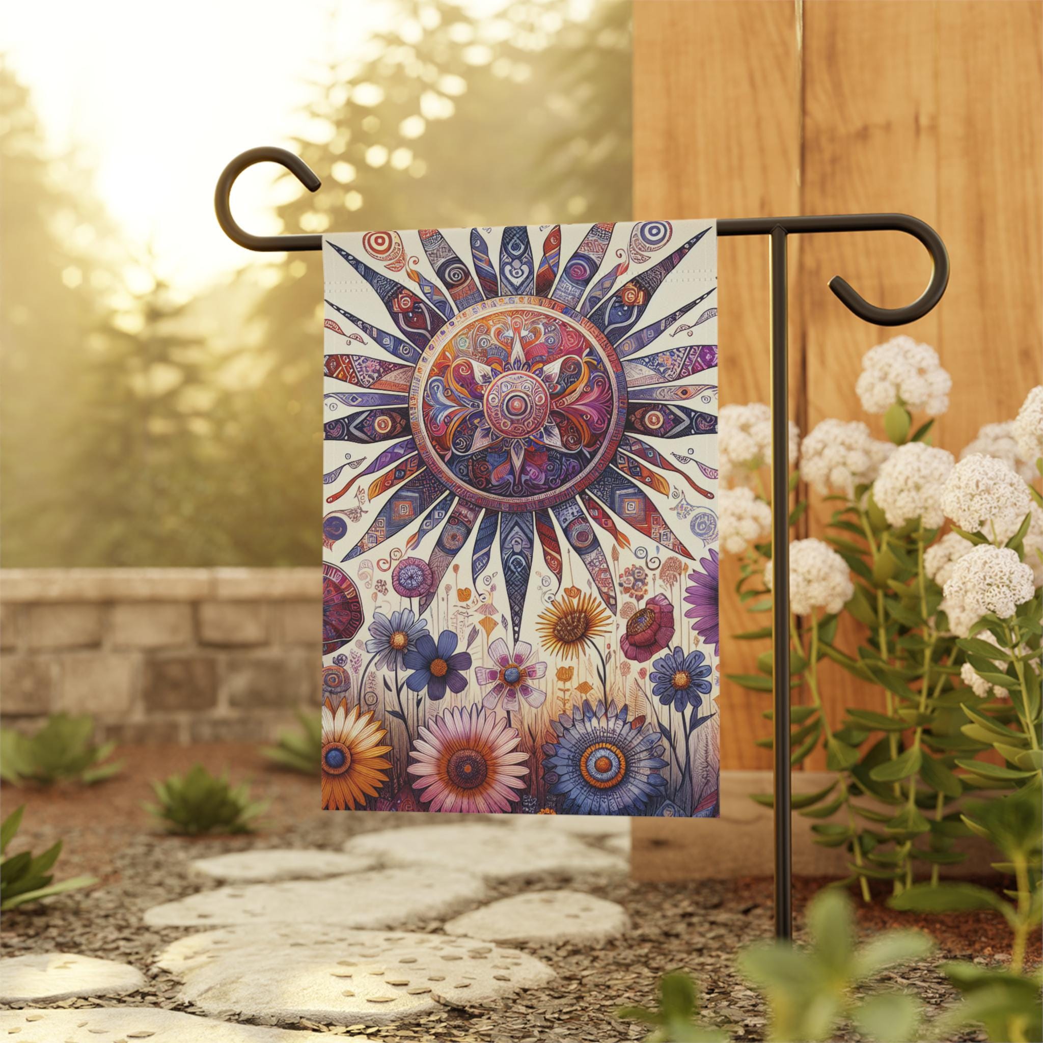 Gartenflagge „Boho Sun“ – 30,5x45,7 Cm, Doppelseitig Bedruckt, Polyester