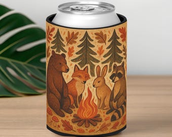 Waldtiere Dosenkühler - Edelstahl-Drink Cozie, Camping Lagerfeuer