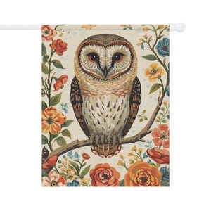 Bandera de jardín con diseño de lechuza común: decoración para el hogar primaveral imagen 8