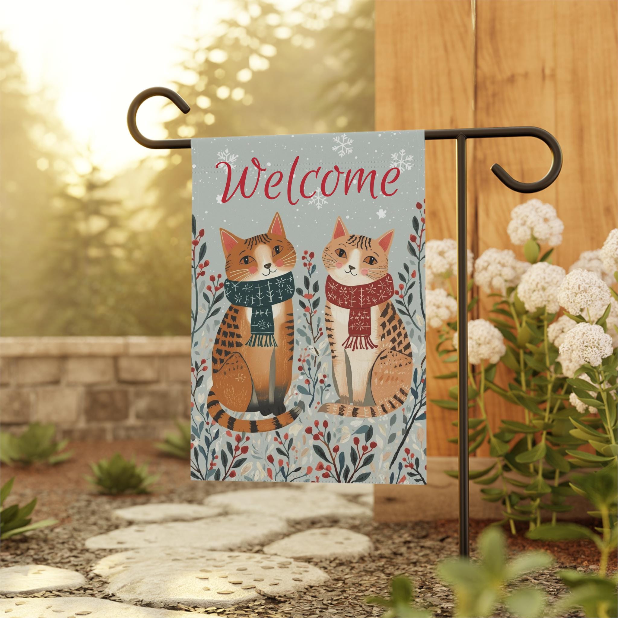 Discover Winter Cats Welcome Garden Flag