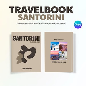 Santorini Travel Photo Book Template, Greece Photobook Template, Editable Assouline-Style Album, Canva Template for Coffee Table Travel Book
