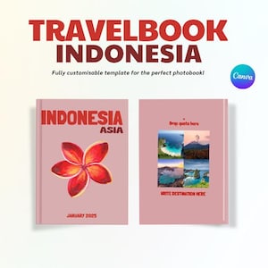 INDONESIA - BALI Travel Photo Book Template, Editable Assouline-Style Album, Canva Template for Coffee Table Travel Book