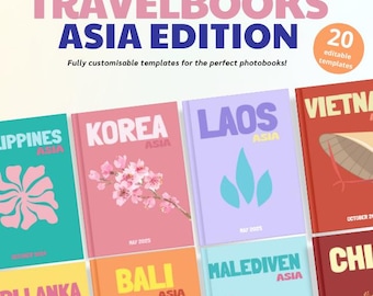 ASIA Travel Photo Book Template, Editable Assouline-Style Album, Canva Template for Coffee Table Travel Book