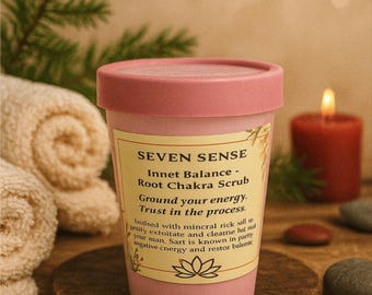 Scrub al sale per il chakra della radice – Esfoliazione naturale, patchouli, olio di cedro, equilibrio riequilibrante.
