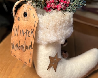 Adorno de patines de Winter Wonderland: decoración rústica para árbol de Navidad