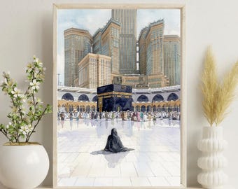 Kaaba Mecca Poster Islamic Wall Art Hajj Umrah Mosque Painting Muslim Decor Print