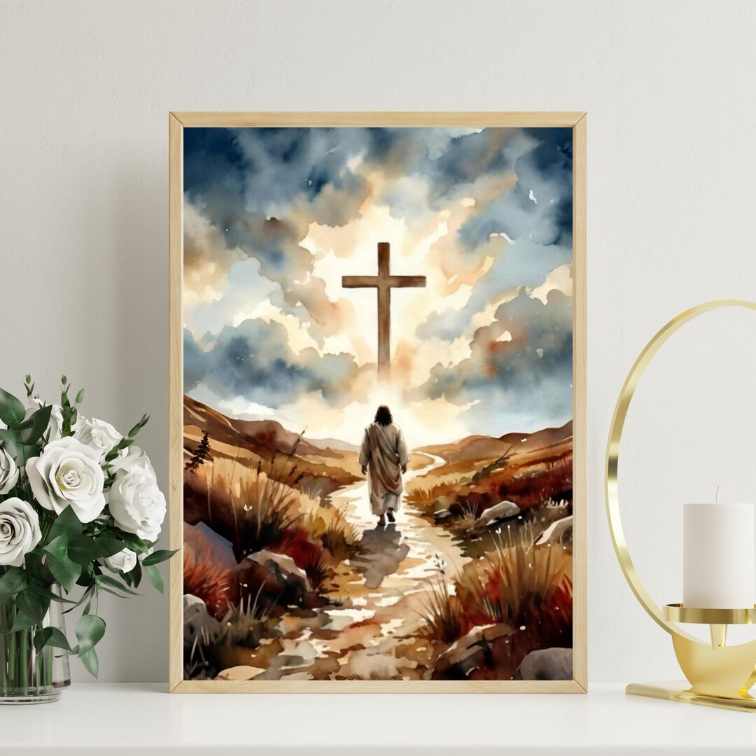 Framed Christian Wall Art | Jesus Walking to the Cross Inspirational ...
