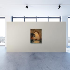 Eternal Companions Mughal Art Canvas | Romantic Indian Wall Decor | Cultural Architecture Print | Teal & Amber Oriental Canvas Art image 13