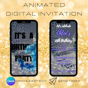 Animated Birthday Party Invitation, Birthday Party Video Invite, Editable Invitation Template