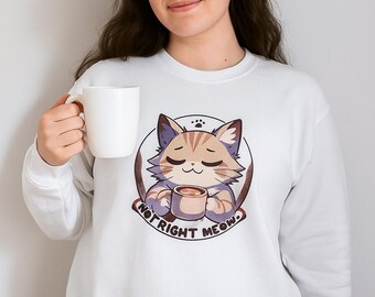 Cute Cat Embroidered Sweatshirt – Cozy Unisex Loungewear