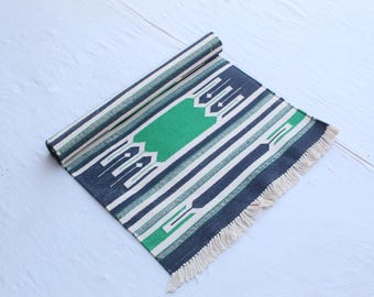 Herbal Cotton Yoga Mat: Handwoven Eco-Friendly Exercise Rug