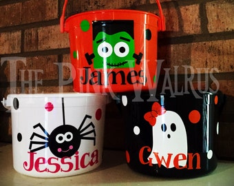 Personalized Small Toddler Halloween Bucket, Personalized Halloween Pail, Trick or Treat Bucket, Toddler Size Bucket, Halloween Bucket