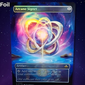 MTG Arcane Signet Proxy Foil – Alt Art Commander EDH – Space Holographic Card