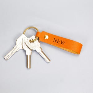Custom Leather Keychain with Embossed Initials · Personalised Gift for Dad · Housewarming Present · Leather Anniversary Gift