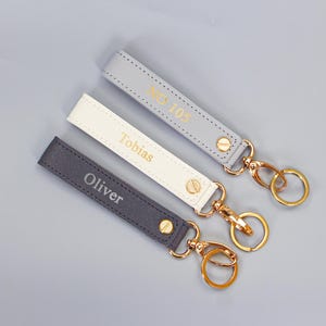 Personalised Wristlet Keyring | Monogrammed Strap Key Ring | Initials Gift for Her | Custom Faux Saffiano Leather Car Keychain