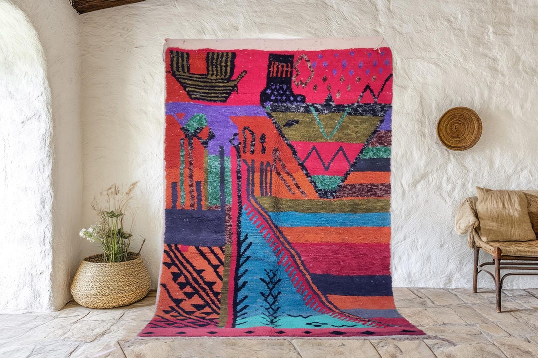 Traditional Mountain Rug, Custom Moroccan Rug, Cozy Beni Ourain Rug ...