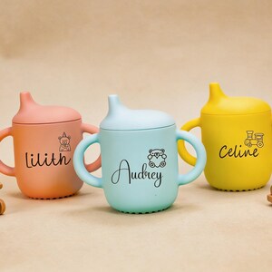 Vaso de silicona personalizado para bebés – Vaso de entrenamiento grabado