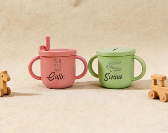 Spersonalizowany kubek na przekąski dla niemowląt: silikonowy kubeczek podróżny z niestandardową ikoną