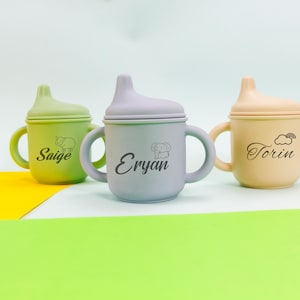 Custom Baby Sippy Cup with Name, Personalized Silicone Toddler Cup, Engraved Tumbler Gift, First Birthday or Shower Gift