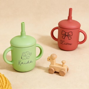 Personalized Silicone Baby Cup with Straw: Custom Engraved Toddler Training Tumbler